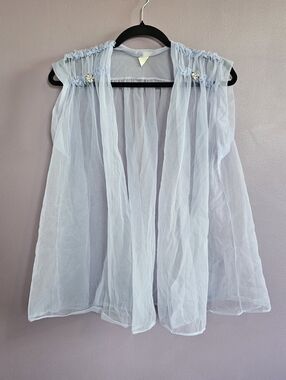 Vintage Chic Lingerie Co Purple Sheer Sleeveless Shabby Chic Peignoir Bed Jacket